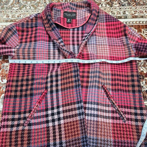 Rachel Zoe Plaid Tweed Wool Blend One Button Unlined Coat medium Oversized - Picture 3 of 8